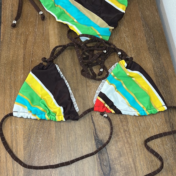 Reversible. Size S. Gently used. As is. Bikini. Brown and silver and multi color - Picture 2 of 4